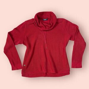 Ralph Lauren plus Size 2x xxl Red Cowl Neck Sweater thermal waffle knit Cotton